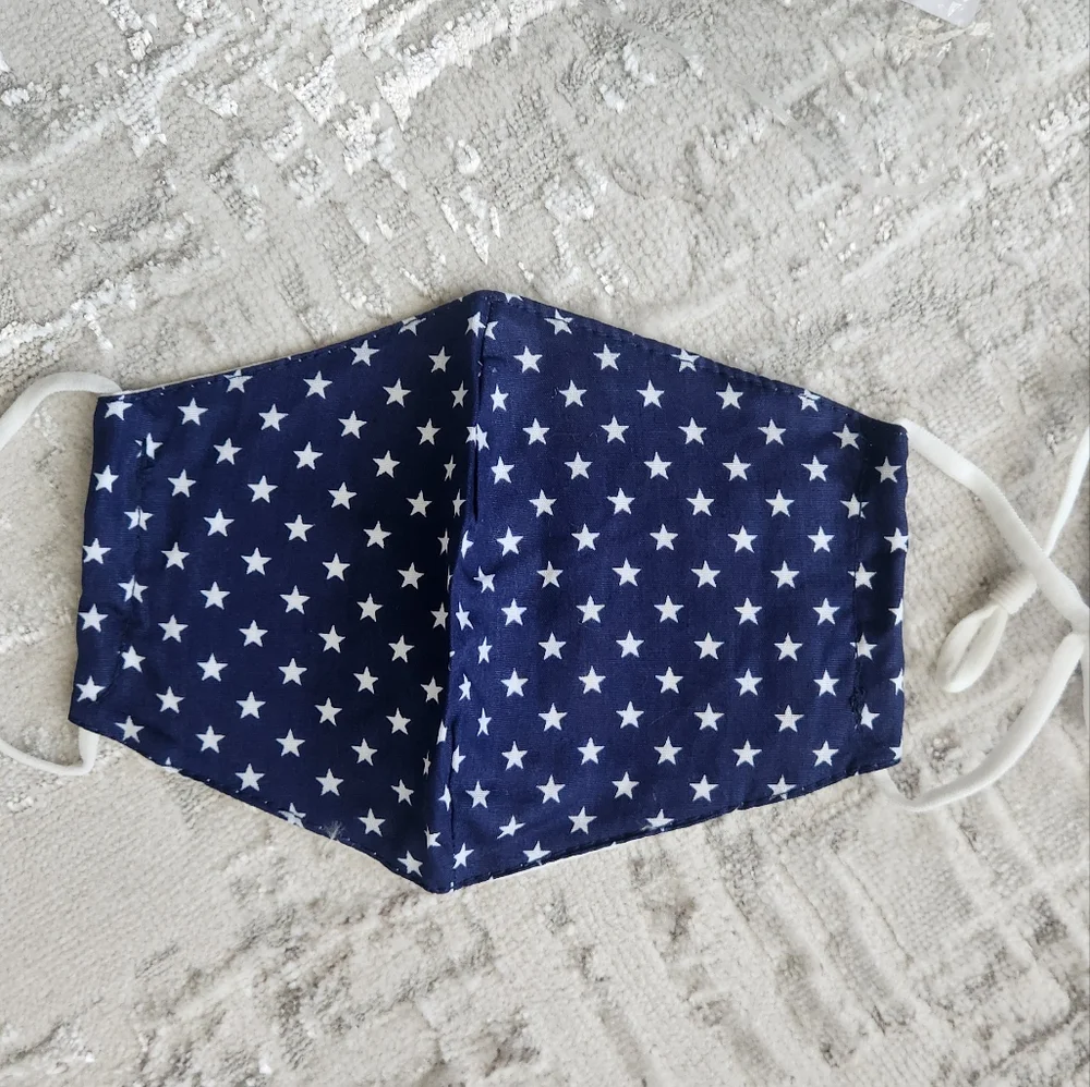 Kids Navy and White Patterned Face Masks